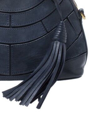 TORY BURCH - Navy Blue Handbag Glam Accessory Charm Tassel